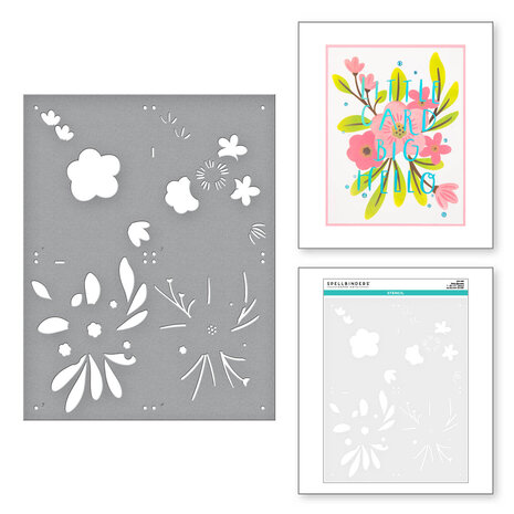 Spellbinders Hello Blooms Stencil & Die Bundle (BD-0763) (OUTLET) Spellbinders Hello Blooms Stencil & Die Bundle (BD-0763) (OUTLET)