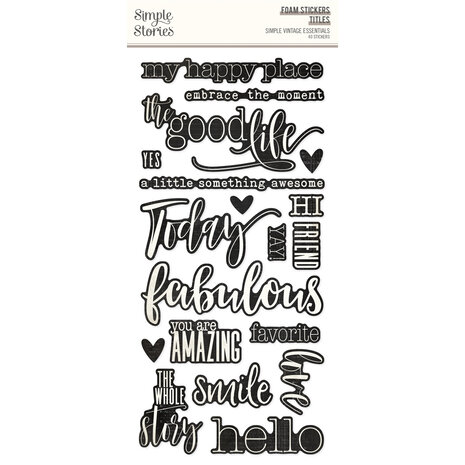 Simple Stories Simple Vintage Essentials Foam Stickers Titles (40pcs) (20424) (DISCONTINUED)
