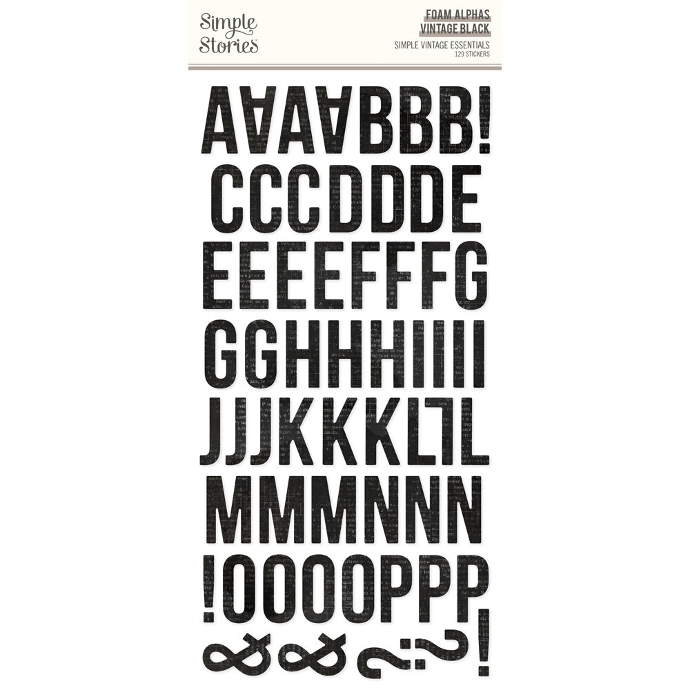 Simple Stories Simple Vintage Essentials Foam Alphas Vintage Black (129pcs) (20421) (DISCONTINUED)