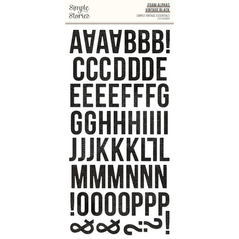 Simple Stories Simple Vintage Essentials Foam Alphas Vintage Black (129pcs) (20421) (DISCONTINUED)