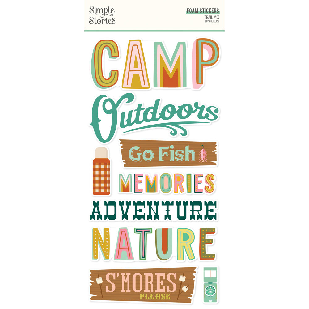 Simple Stories Trail Mix Foam Stickers (18pcs) (20323) (DISCONTINUED)