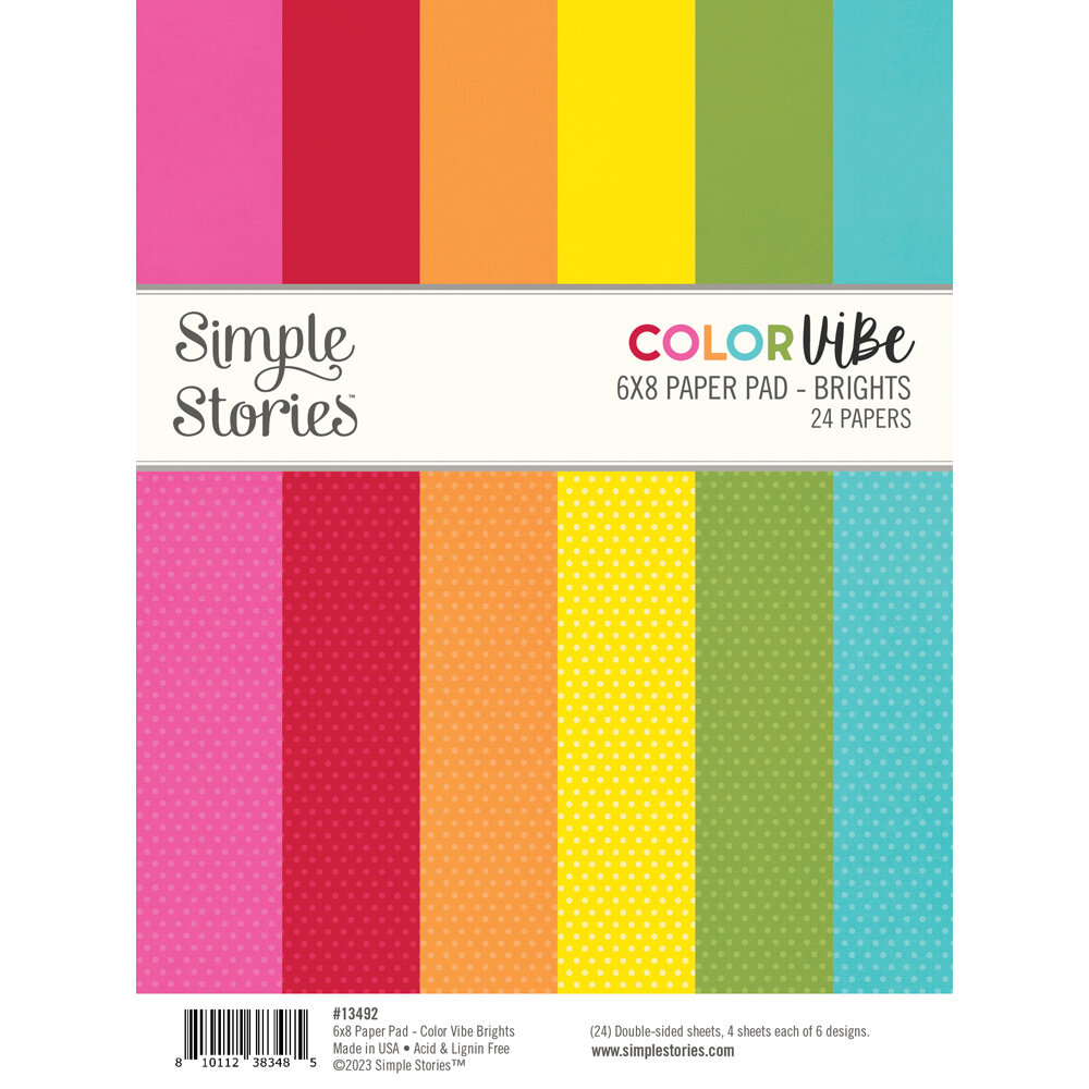 Simple Stories Color Vibe 6x8 Inch Paper Pad Brights (13492) (DISCONTINUED)