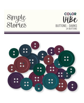Simple Stories Color Vibe Buttons Darks (24pcs) (13468) (DISCONTINUED)
