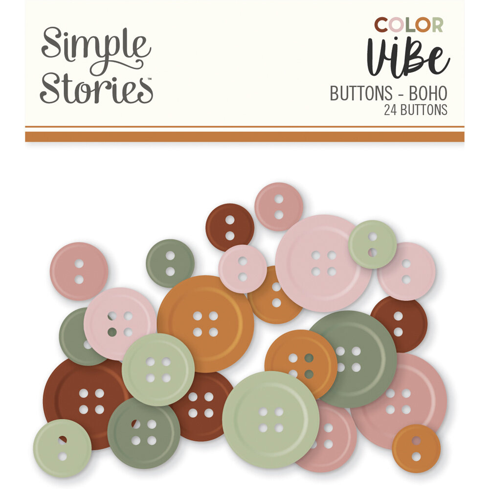 Simple Stories Color Vibe Buttons Boho (24pcs) (13482) (DISCONTINUED)