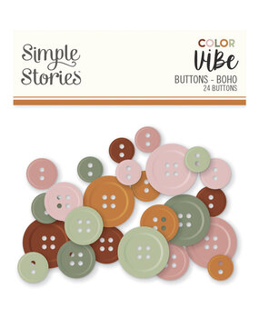 Simple Stories Color Vibe Buttons Boho (24pcs) (13482) (DISCONTINUED)