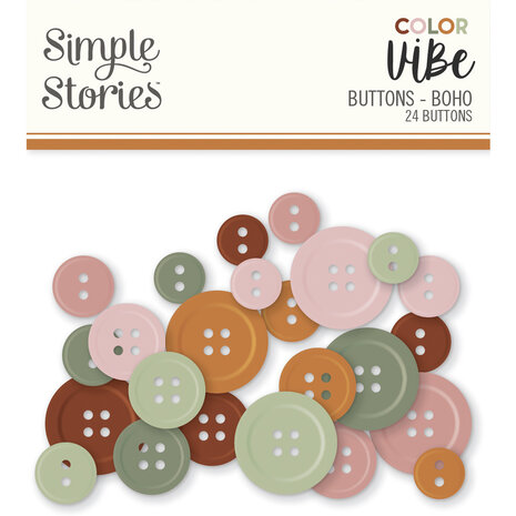 Simple Stories Color Vibe Buttons Boho (24pcs) (13482) (DISCONTINUED)