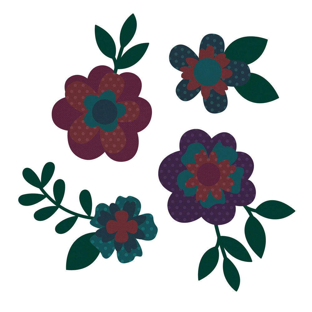 Simple Stories Color Vibe Flowers Bits Darks (143pcs) (13467) (DISCONTINUED)