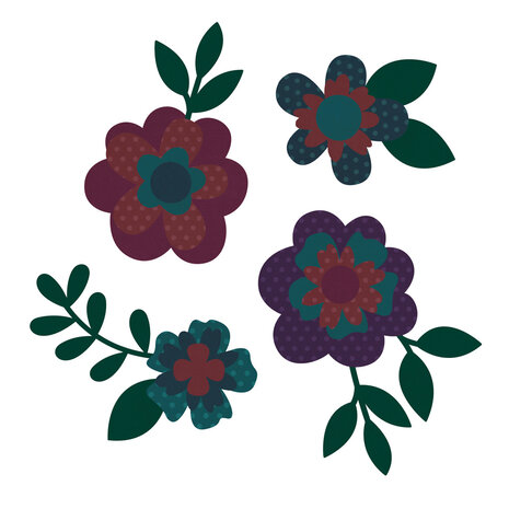 Simple Stories Color Vibe Flowers Bits Darks (143pcs) (13467) (DISCONTINUED)