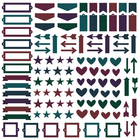 Simple Stories Color Vibe Chipboard Bits Darks (120pcs) (13466) (DISCONTINUED)