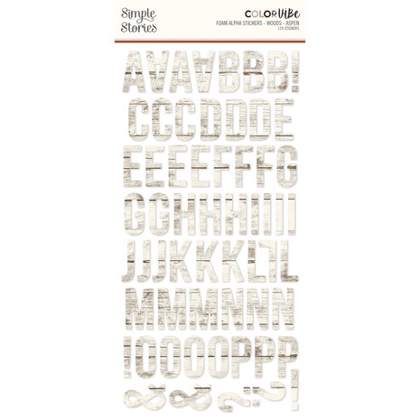 Simple Stories Color Vibe Foam Alpha Stickers Woods Aspen (129pcs) (13489) (DISCONTINUED)