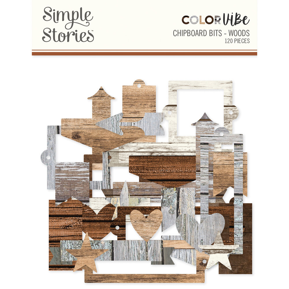 Simple Stories Color Vibe Chipboard Bits Woods (120pcs) (13486) (DISCONTINUED)