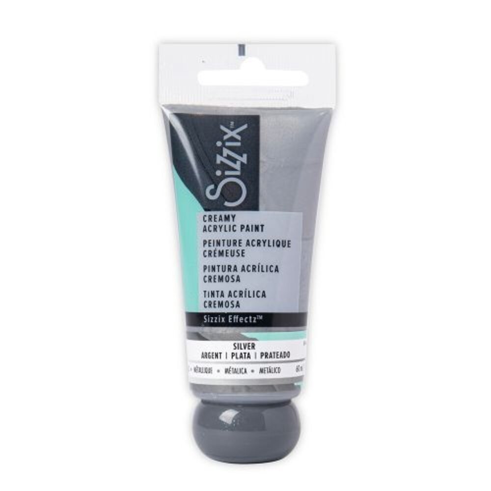 Sizzix Creamy Metallic Acrylic Paint Silver 60ml (664561) (DISCONTINUED)
