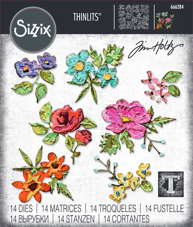 Sizzix Thinlits Die by Tim Holtz Brushstroke Flowers Mini (14pcs) (666284) Sizzix Thinlits Die by Tim Holtz Brushstroke Flowers Mini (14pcs) (666284)