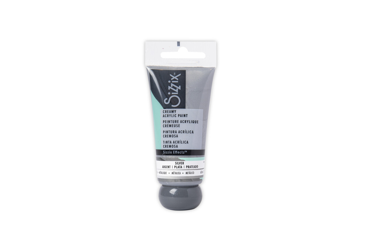 Sizzix Creamy Metallic Acrylic Paint Silver 60ml (664561) (DISCONTINUED)