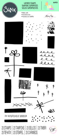 Sizzix Clear Stamps by Olivia Rose Giftwrap (23pcs) (664935) (DISCONTINUED)