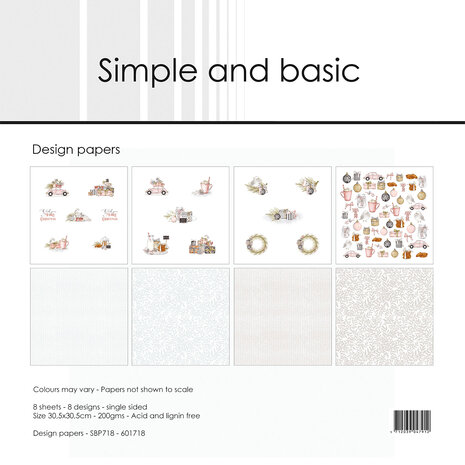 Simple and Basic Cozy Christmas 12x12 Inch Paper Pack (SBP718) (DISCONTINUED)