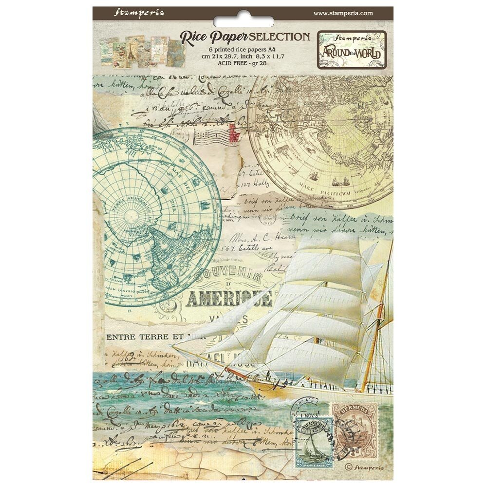 Stamperia Around the World A4 Rice Paper Selection (6 pcs) (DFSA4XAW) (DISCONTINUED) Stamperia Around the World A4 Rice Paper Selection (6 pcs) (DFSA4XAW) (DISCONTINUED)