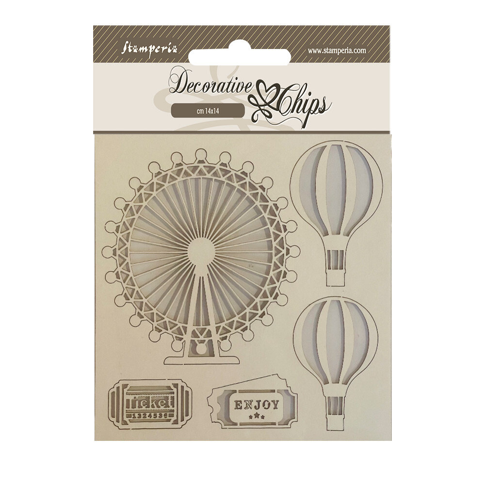 Stamperia Around the World Decorative Chips Balloons (SCB172) (DISCONTINUED) Stamperia Around the World Decorative Chips Balloons (SCB172) (DISCONTINUED)