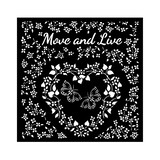 Stamperia Sunflower Art Thick Stencil 18x18cm Move and Live Heart (KSTDQ85) (DISCONTINUED)