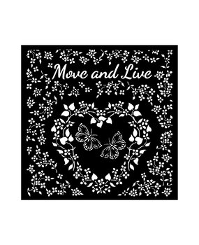Stamperia Sunflower Art Thick Stencil 18x18cm Move and Live Heart (KSTDQ85) (DISCONTINUED)