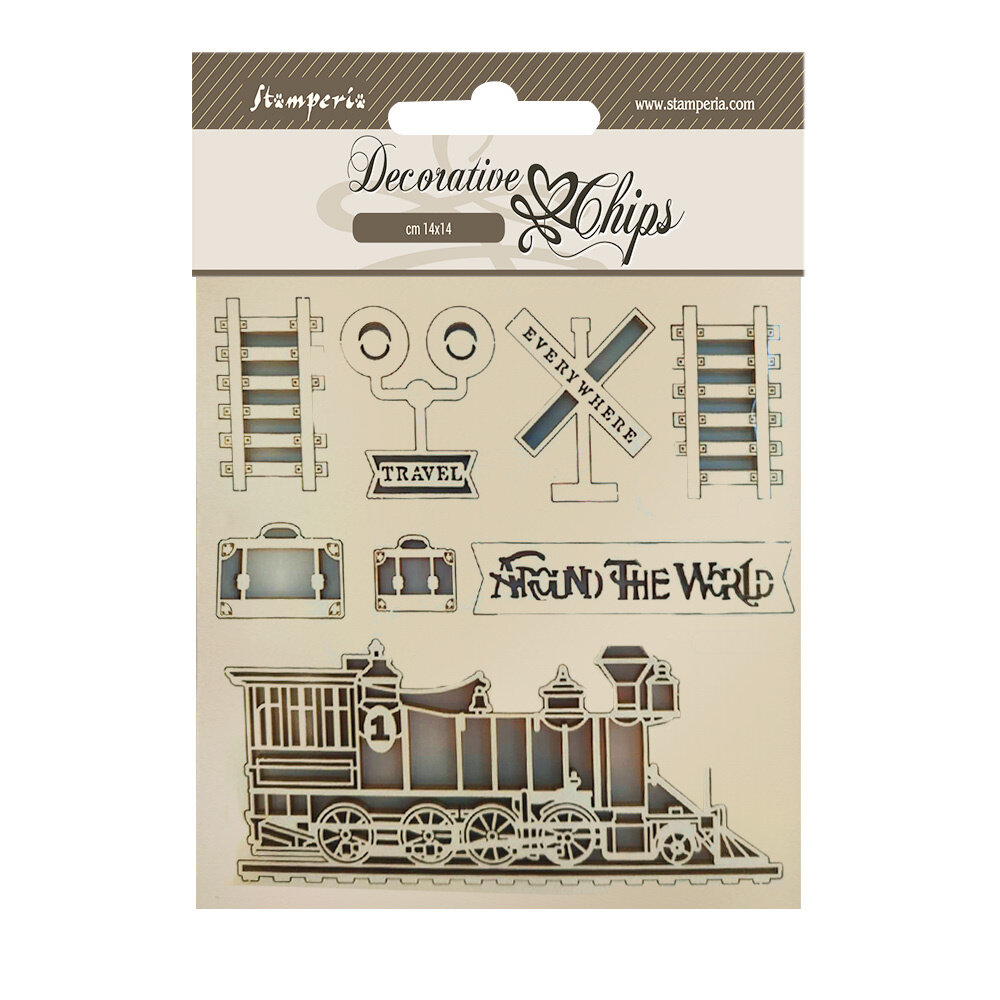 Stamperia Around the World Decorative Chips Train (SCB171) (DISCONTINUED) Stamperia Around the World Decorative Chips Train (SCB171) (DISCONTINUED)