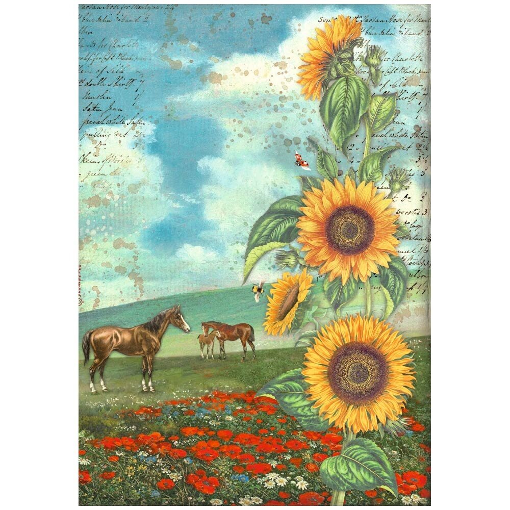 Stamperia Sunflower Art A4 Rice Paper Sunflower Art and Horses (6 pcs) (DFSA4767) (DISCONTINUED) Stamperia Sunflower Art A4 Rice Paper Sunflower Art and Horses (6 pcs) (DFSA4767) (DISCONTINUED)