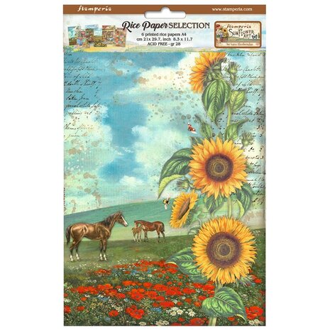 Stamperia Sunflower Art A4 Rice Paper Selection (6 pcs) (DFSA4XSF) (DISCONTINUED)