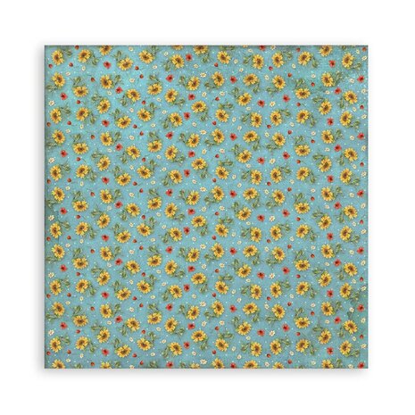 Stamperia Sunflower Art 12x12 Inch Fabric Sheets (4pcs) (SBPLT13) (DISCONTINUED)