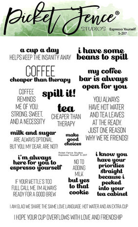 Picket Fence Studios Espresso Yourself 4x6 Inch Clear Stamps (S-207) (OUTLET)