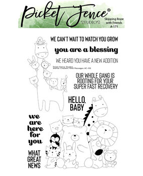 Picket Fence Studios Animal Crackers: Kind Messages 4x6 Inch Clear Stamps (AC-105) (OUTLET)