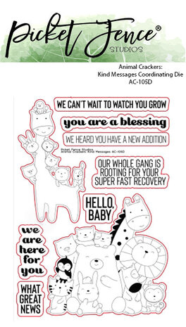 Picket Fence Studios Animal Crackers: Kind Messages 4x6 Inch Clear Stamps (AC-105) (OUTLET) Picket Fence Studios Animal Crackers: Kind Messages 4x6 Inch Clear Stamps (AC-105) (OUTLET)