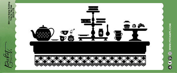 Picket Fence Studios Slim Line Scene Building: Time for Tea 4x10 Inch Metal Dies (SDCS-178) (OUTLET)