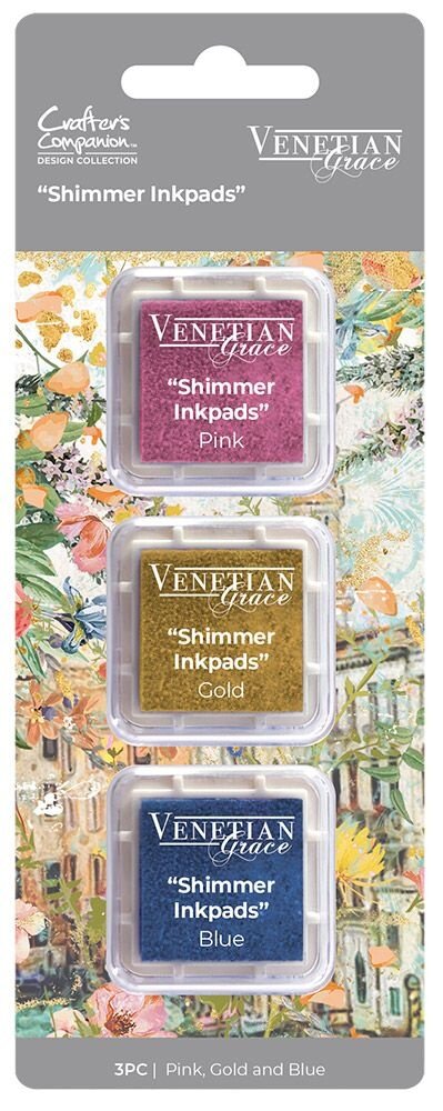Crafter's Companion Venetian Grace Shimmer Inkpads Pink/Gold/Blue (VEG-IP-SHI3) (OUTLET)