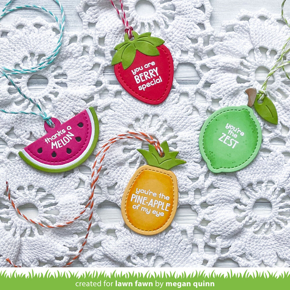 Lawn Fawn Tiny Tags Sayings: Fruit Clear Stamps (LF3171) (OUTLET)