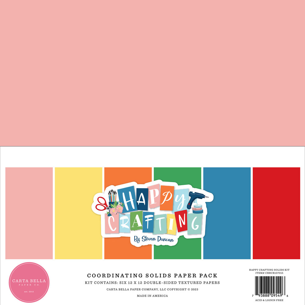 Carta Bella Happy Crafting 12x12 Inch Coordinating Solids Paper Pack (CBHCR157015) (DISCONTINUED)
