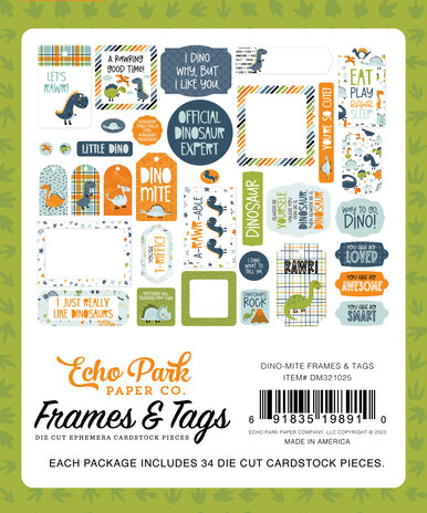 Echo Park Dino-Mite Frames & Tags (DM321025) (DISCONTINUED) Echo Park Dino-Mite Frames & Tags (DM321025) (DISCONTINUED)