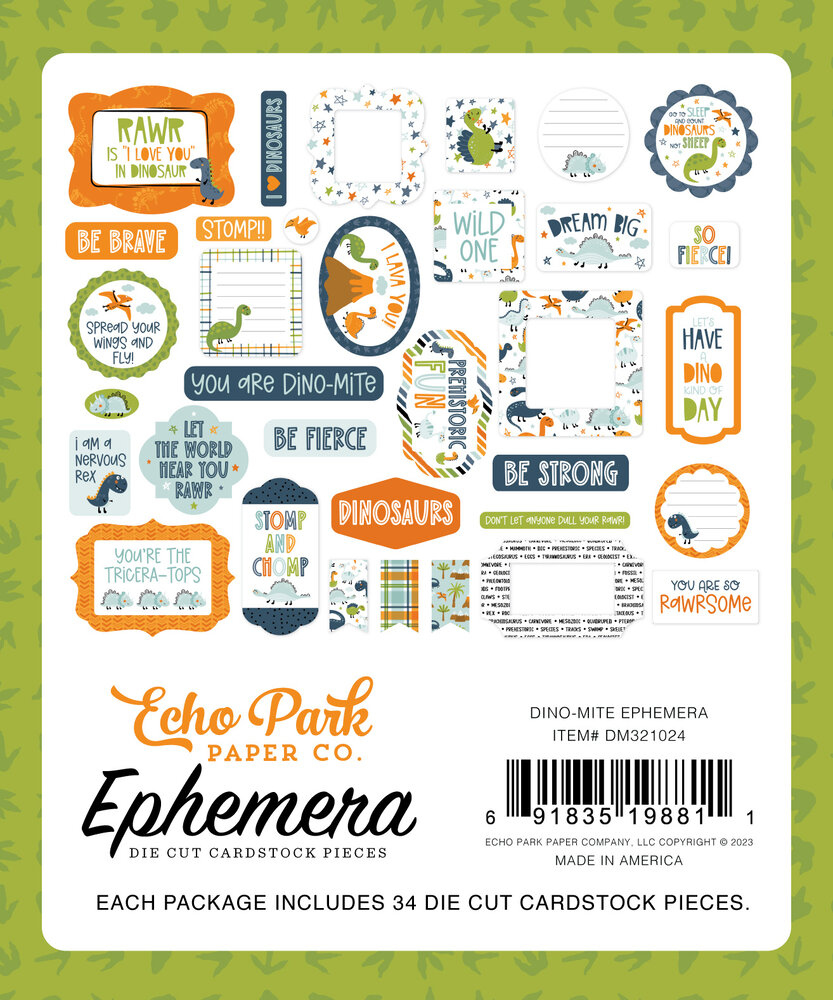 Echo Park Dino-Mite Ephemera (DM321024) (DISCONTINUED) Echo Park Dino-Mite Ephemera (DM321024) (DISCONTINUED)