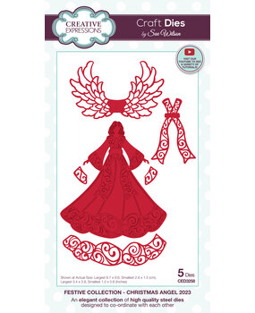 Creative Expressions Sue Wilson Craft Die Festive Christmas Angel 2023 (CED3258) (OUTLET)