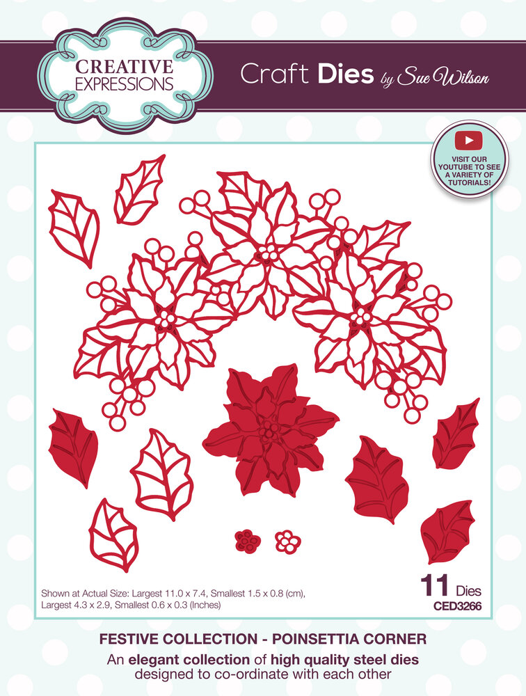 Creative Expressions Sue Wilson Craft Die Festive Poinsettia Corner (CED3266) (OUTLET)