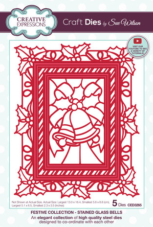 Creative Expressions Sue Wilson Craft Die Festive Stained Glass Bells (CED3265) (OUTLET)