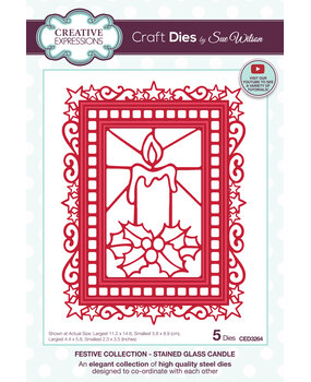 Creative Expressions Sue Wilson Craft Die Festive Stained Glass Candle (CED3264) (OUTLET)