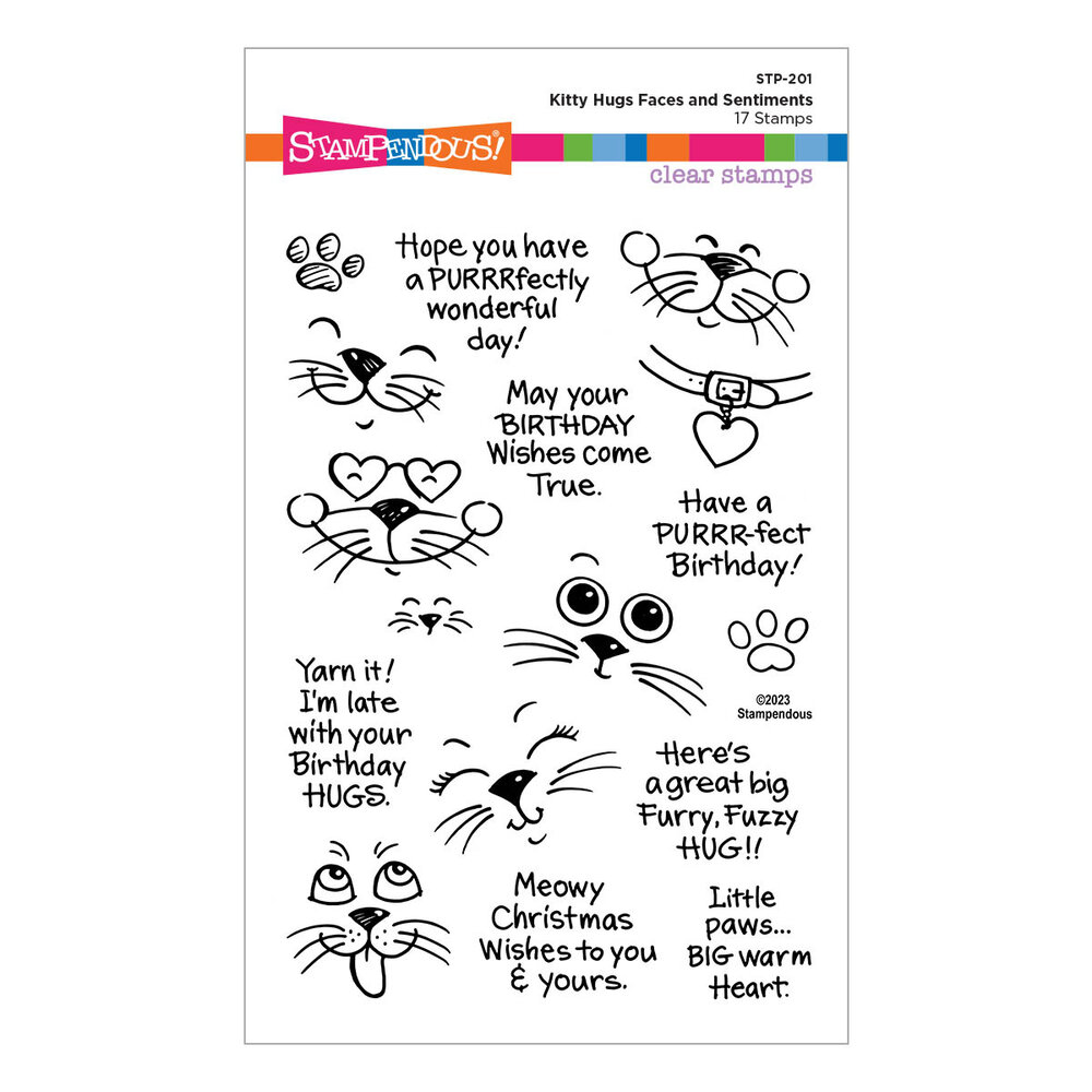 Stampendous Kitty Hugs Faces and Sentiments Clear Stamps (STP-201) (OUTLET)