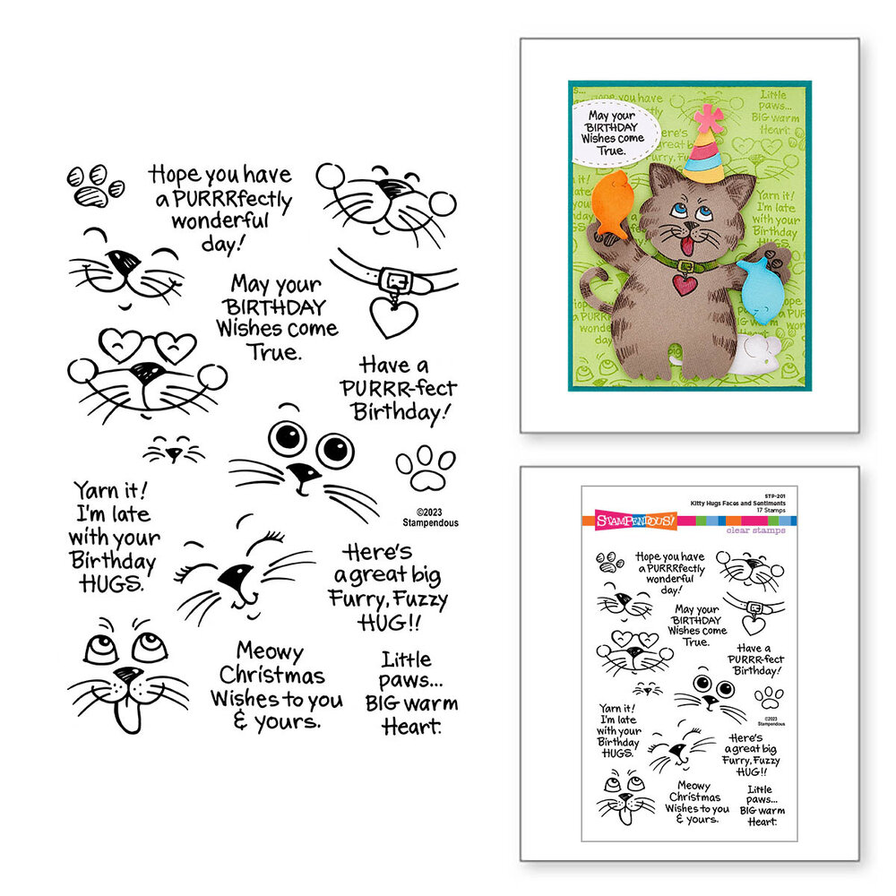 Stampendous Kitty Hugs Faces and Sentiments Clear Stamps (STP-201) (OUTLET)