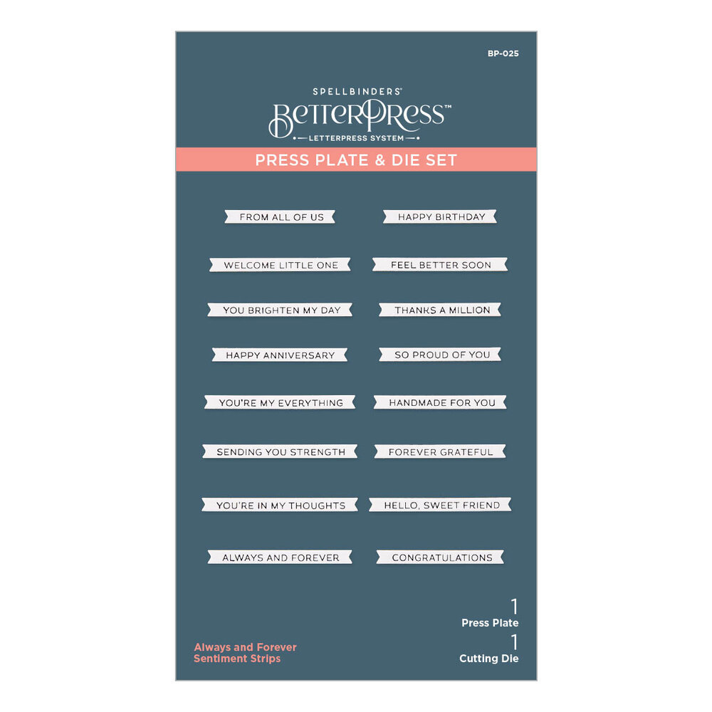 Spellbinders Always and Forever Sentiment Strips Press Plate & Die Set (BP-025) Spellbinders Always and Forever Sentiment Strips Press Plate & Die Set (BP-025)