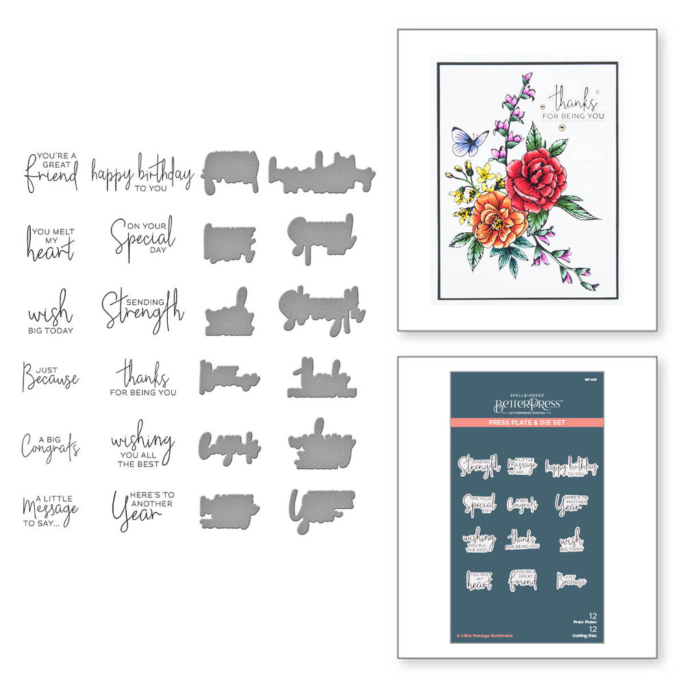 Spellbinders A Little Message Sentiments Press Plate & Die Set (BP-026)