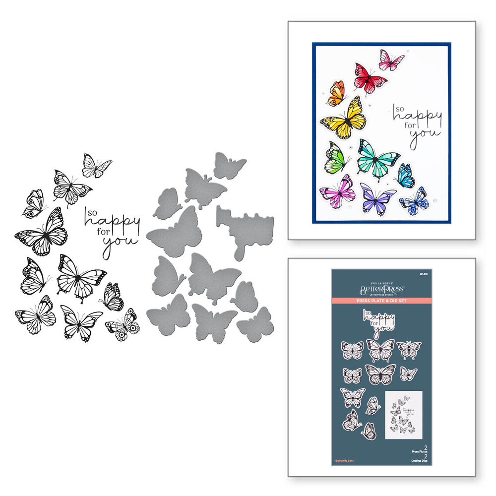 Spellbinders Butterfly Swirl Press Plate & Die Set (BP-031)
