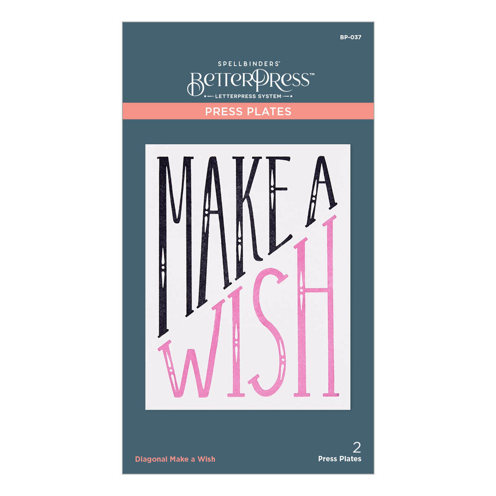 Spellbinders Diagonal Make a Wish Press Plate (BP-037) (OUTLET)