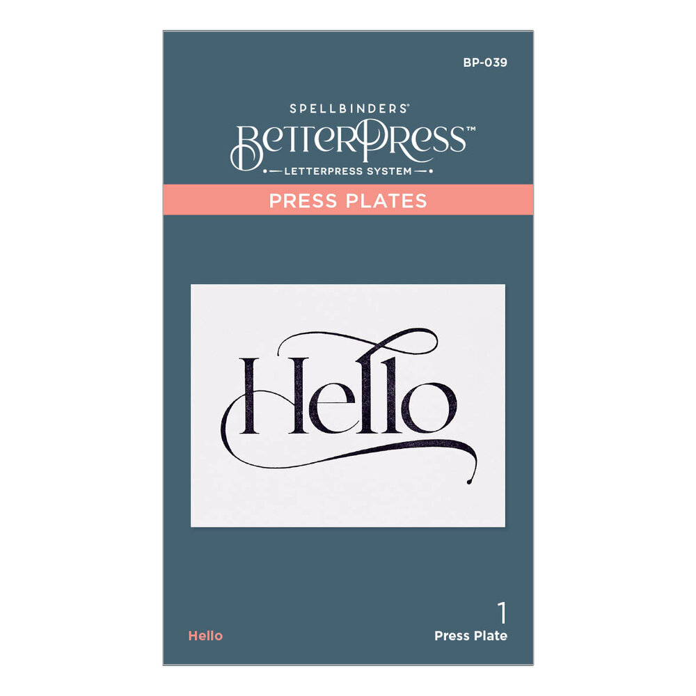 Spellbinders Hello Press Plate (BP-039) (OUTLET) Spellbinders Hello Press Plate (BP-039) (OUTLET)