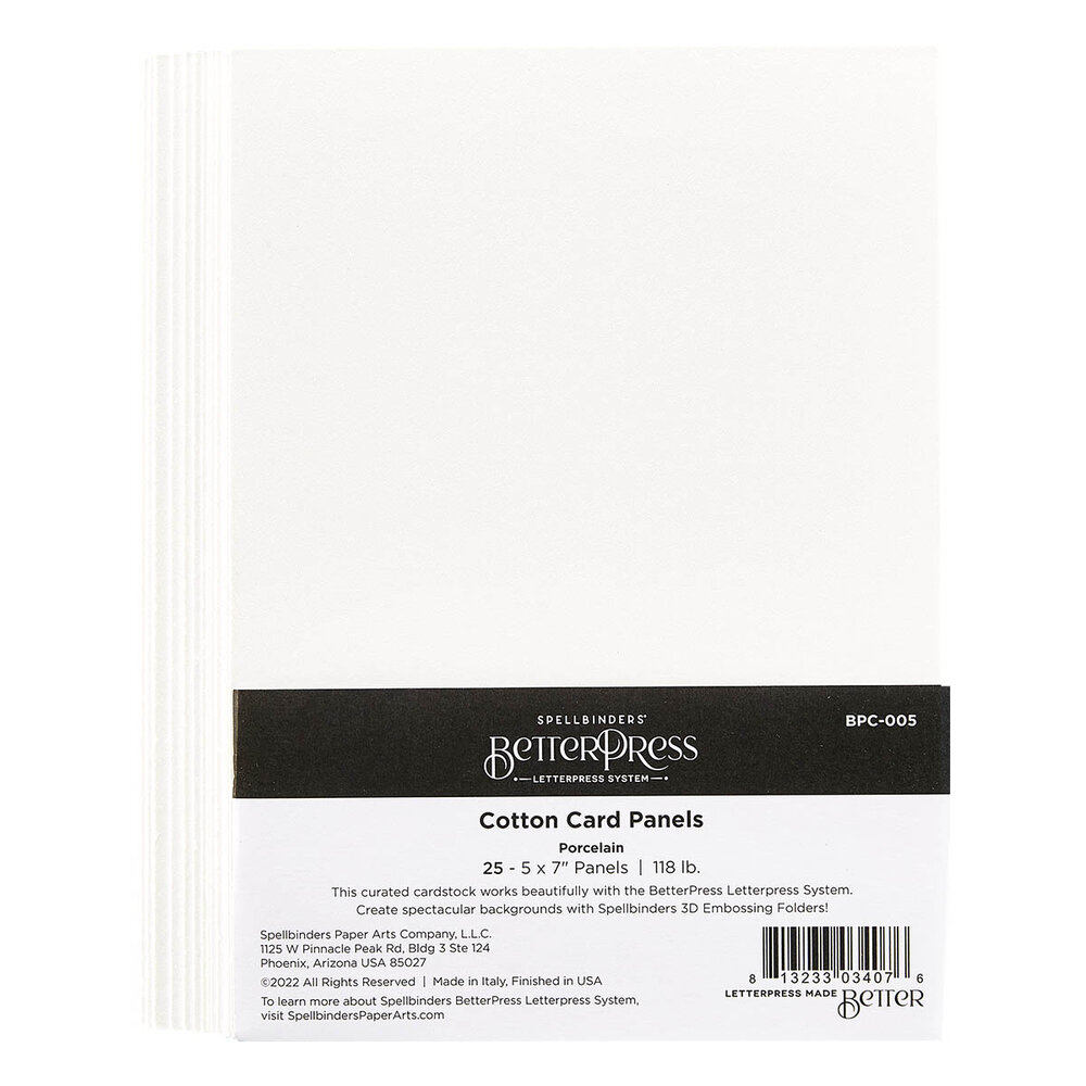 Spellbinders BetterPress Cotton Card Panels 5x7 Inch Porcelain (25pcs) (BPC-005)