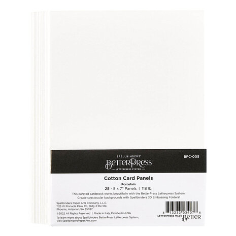 Spellbinders BetterPress Cotton Card Panels 5x7 Inch Porcelain (25pcs) (BPC-005)